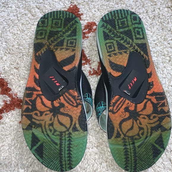 Reef- Mick Fanning Sandals- Bottle Opener FlipFlop- Men 9- Turquoise/Pink/Navy - Picture 4 of 11